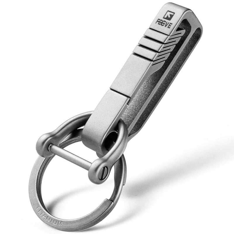 FEGVE Belt Key Clip with Key Ring and D-shaped keyring,Key Fob Holder Key Chain for Men (Dark Grey) - Image 1